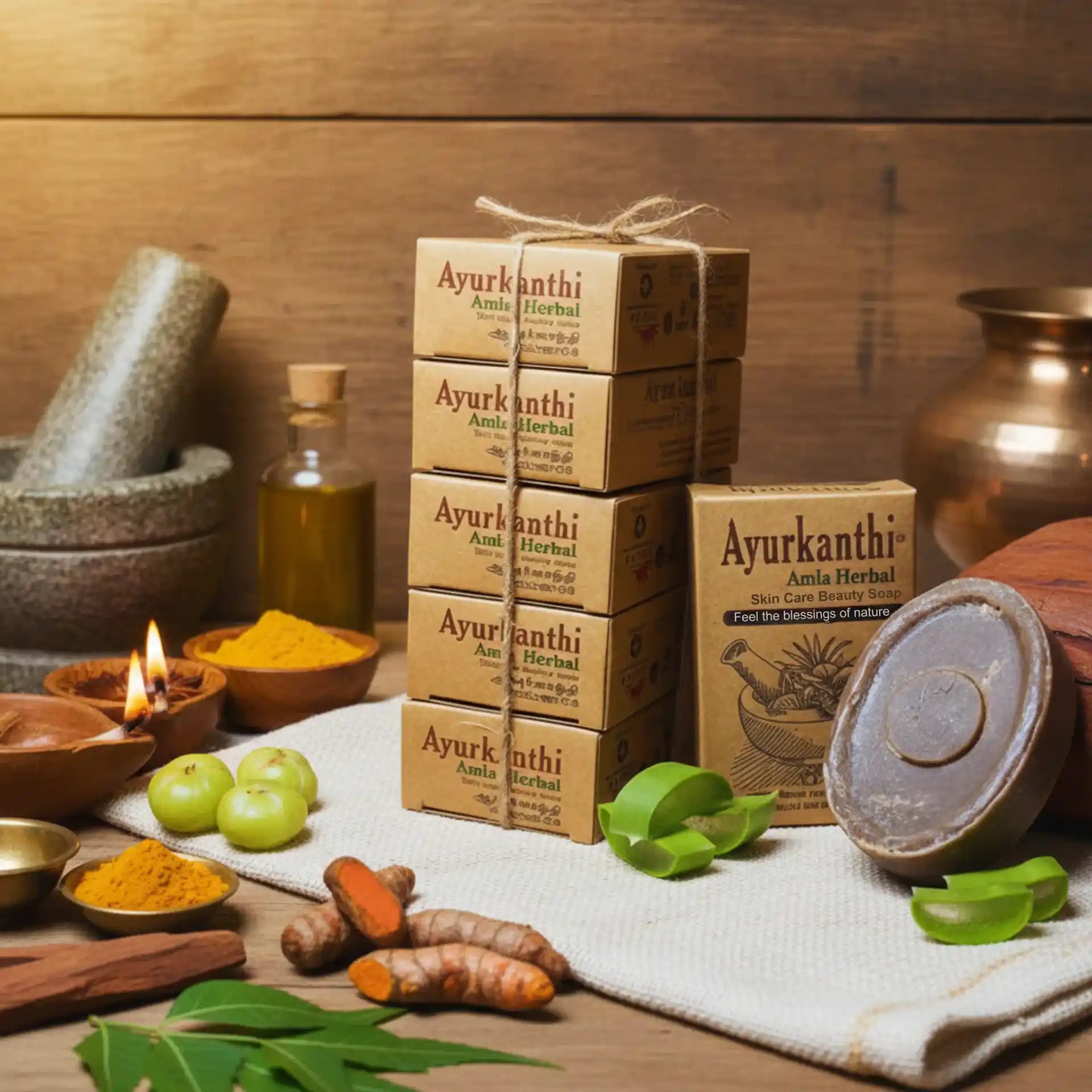 Ayurkanthi Amla Herbal Soap – 100% Handmade | Chemical-Free Cold‑Processed Soap