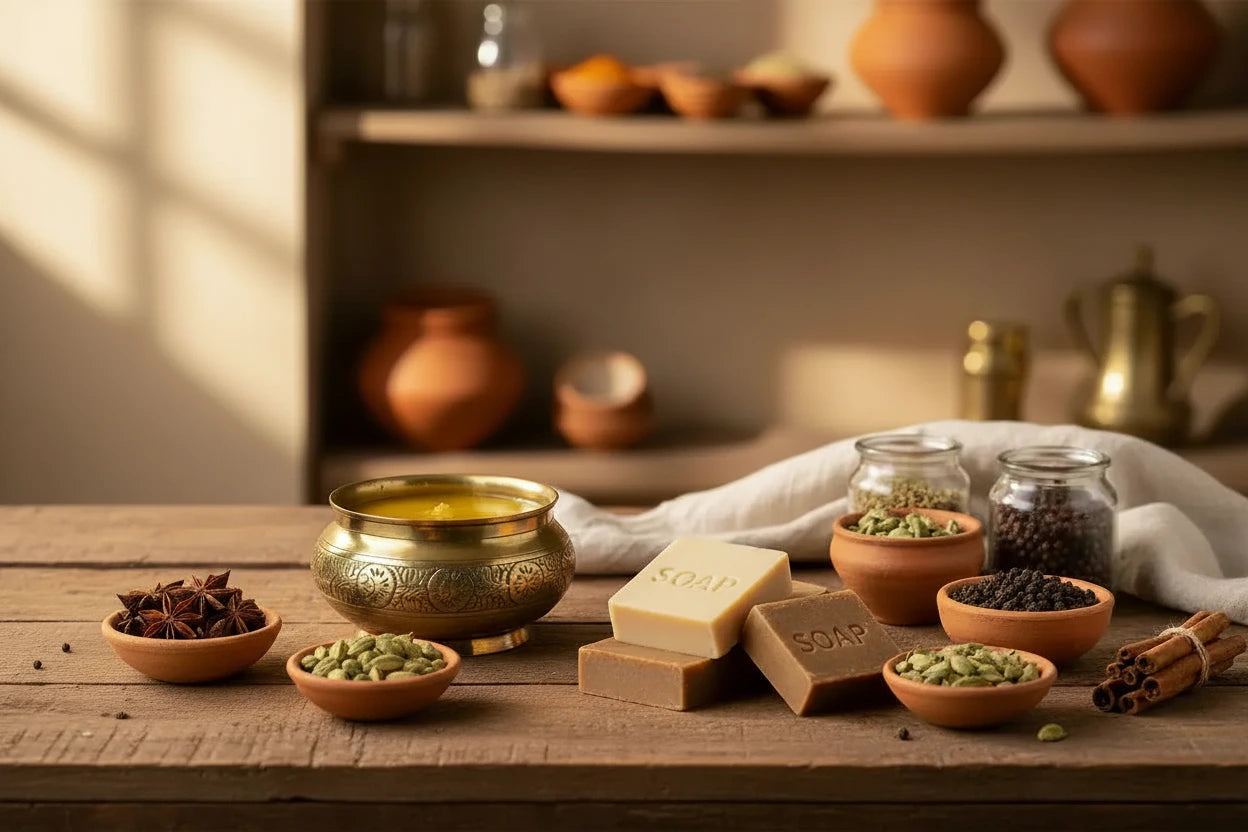 Kerala spices and ayurkanthi soap