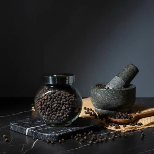 Premium Kerala Whole Black Pepper in Glass Jar – The King of Spices, Gift‑Ready
