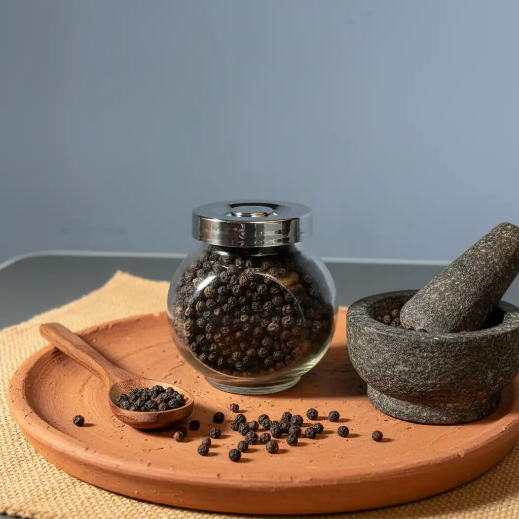 Premium Kerala Whole Black Pepper in Glass Jar – The King of Spices, Gift‑Ready