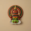 11.5 Inch Kathakali Face Wooden Wall Decor | 100% Handcarved & Hand Painted Wooden Kathakali Face Wall Hanging | Kerala Traditional Art Wall Decor