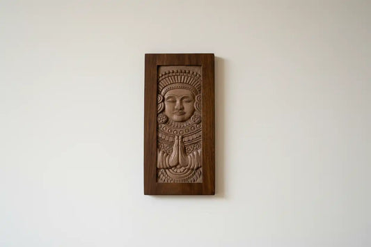Hand-Carved Wooden Theyyam Wall Art | Kerala Ritual Art Wall Decor | 17.5 × 8 Inches